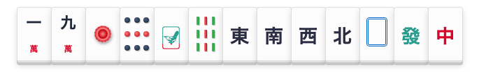 国士無双13面待ちの手牌13枚